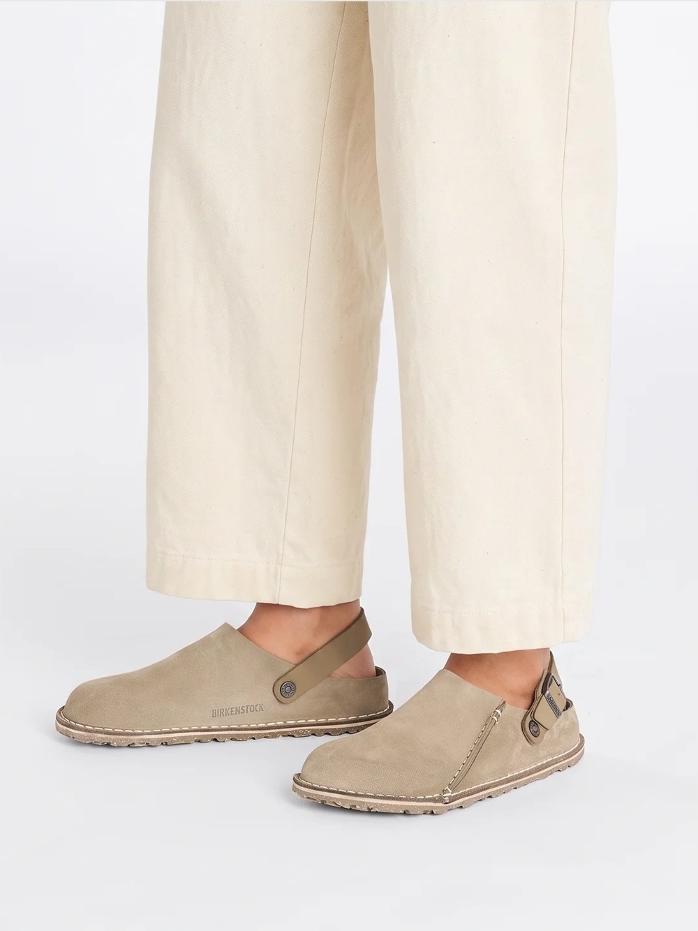 The Birkenstock Lutry Premium Suede Clogs, Gray Taupe suede, 39w, 37M.Unisex.